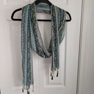 Boho Green Blue Beaded Long Scarf Belt